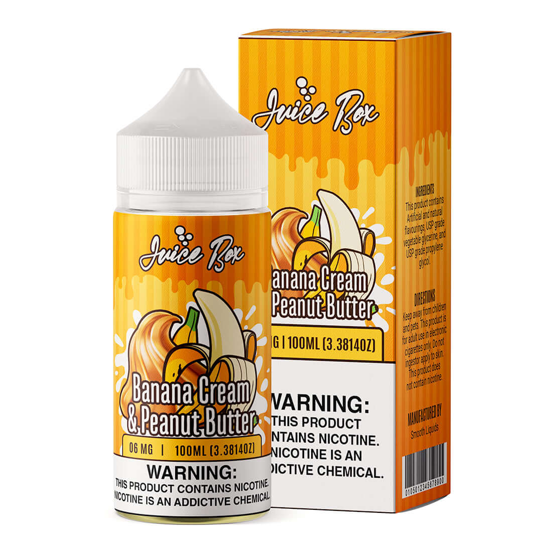 Juice Box - Banana Cream & Peanut Butter - E-Liquide 100 ml |Cigarette électronique Dar Bouazza, Ain Diab, Tamaris, Casablanca